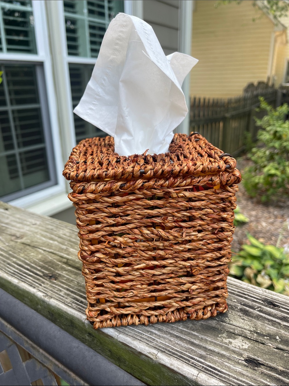 Vintage Boho Rattan Tissue Box Holder